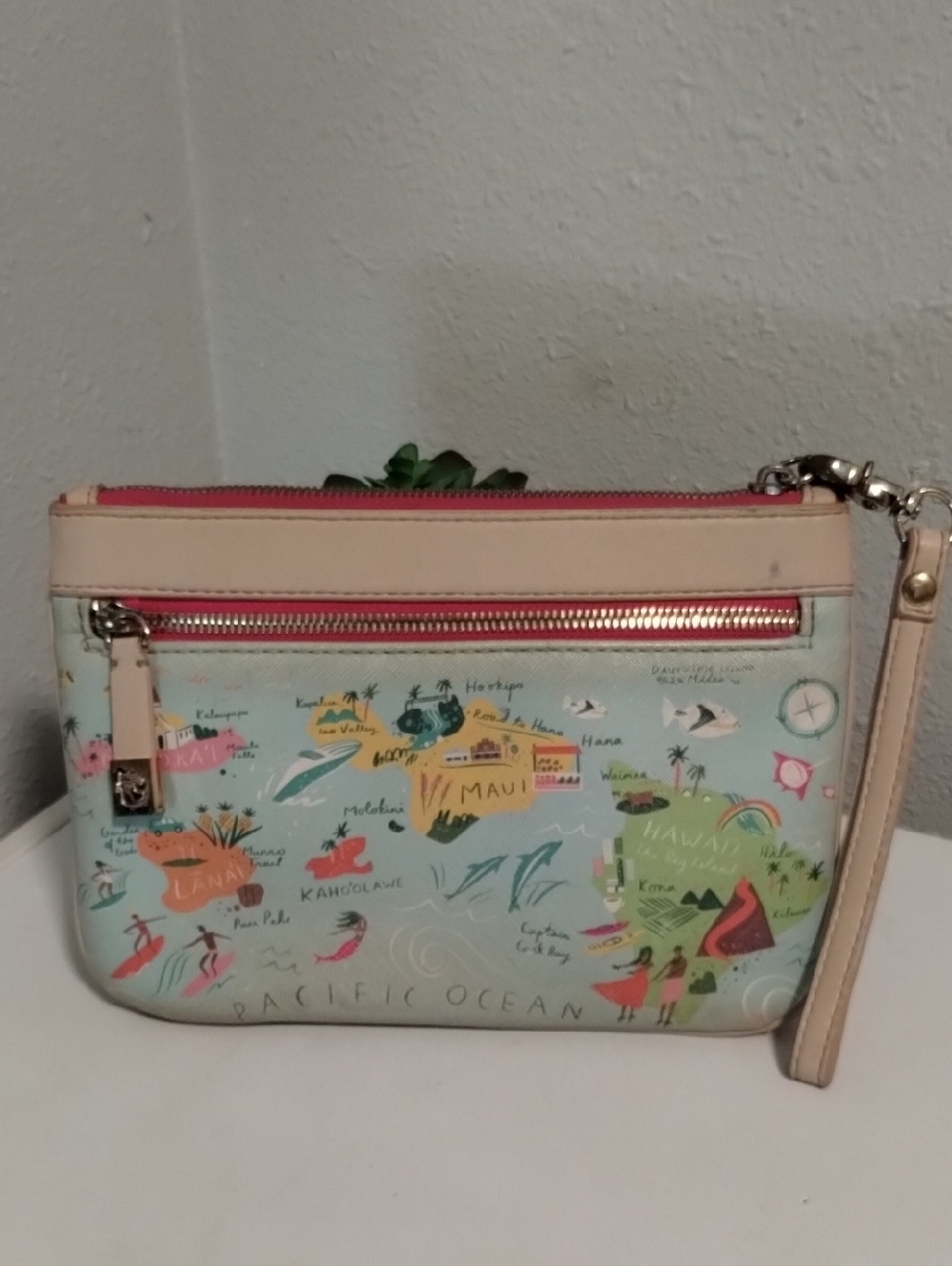 Spartina 449 Pink-Lined Wristlet Pouch